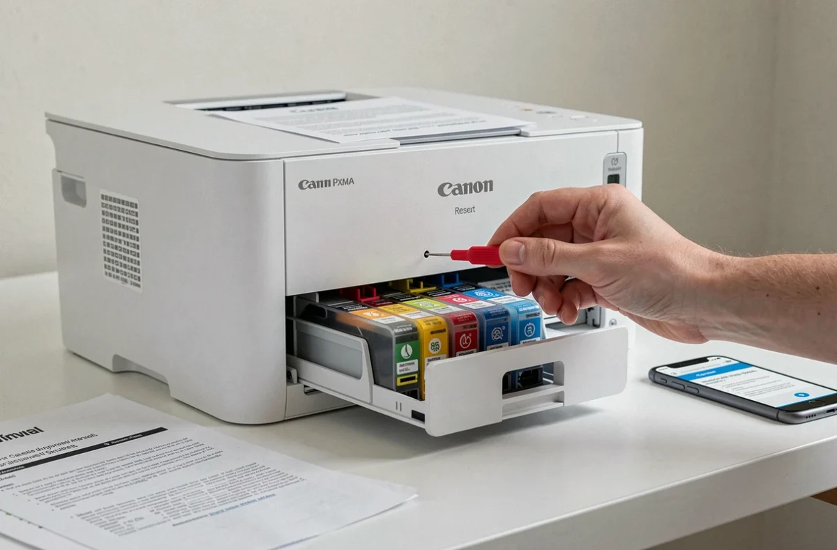 Réinitialisation manuelle d'une imprimante Canon Pixma avec un outil de reset